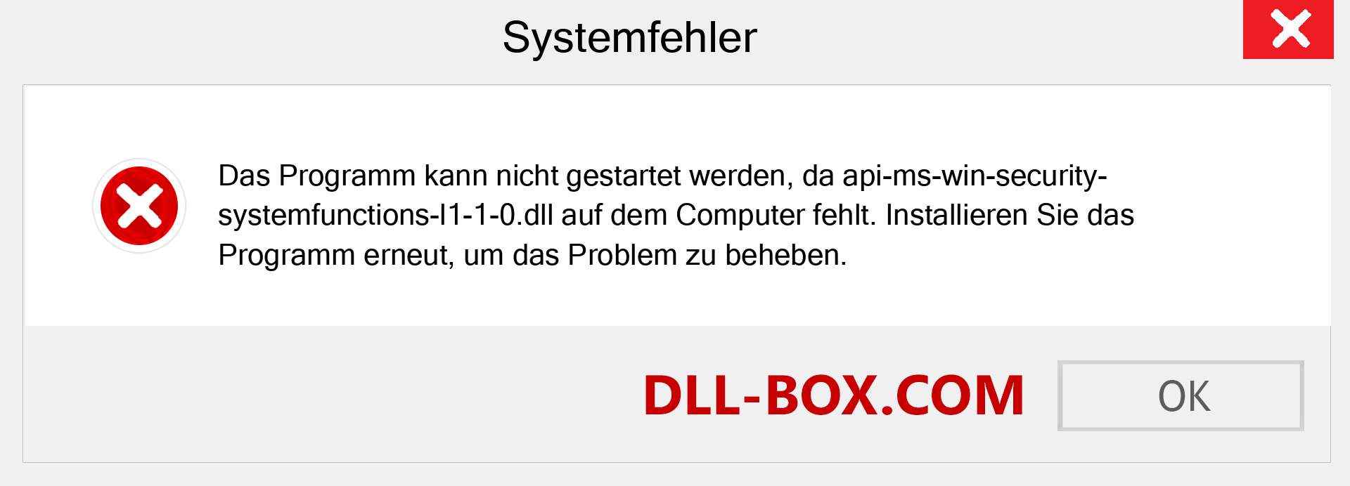 api-ms-win-security-systemfunctions-l1-1-0.dll-Datei fehlt?. Download für Windows 7, 8, 10 - Fix api-ms-win-security-systemfunctions-l1-1-0 dll Missing Error unter Windows, Fotos, Bildern